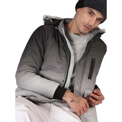 Men's Ombre Puffer Jacket With Fleece Hood