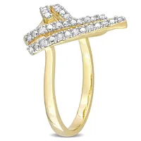 1/5 Ct Tw Diamond Open Heart Ring Yellow Plated Sterling Silver