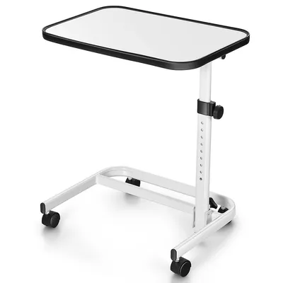 Overbed Bedside Table Universal Wheels Adjustable Tilt Top Laptop Hospital Desk