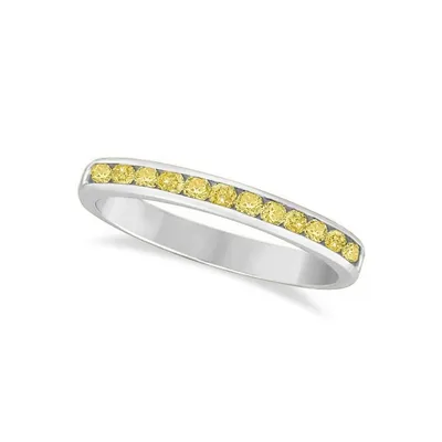 Channel-set Yellow Canary Diamond Ring Band 14k White Gold (0.33ct)