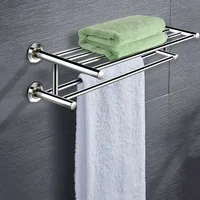 Wall Mounted Towel Rack Rail Holder Storage Shelf Stainless Steel Bathroom