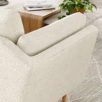 Mila Boucle Fabric Loveseat Sofa With Wood Base