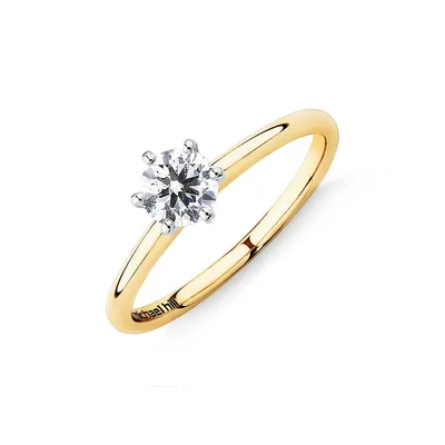 Solitaire Engagement Ring With A 0.50 Carat Tw Diamond With The De Beers Code Of Origin In 18kt Yellow & White Gold