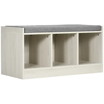 Shoe Bench With Storage Cubes, Shoe Cabinet With Cushion