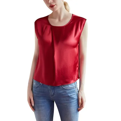 Pure Silk Sleeveless Boxy Fit Cropped Blouse | Denna | 22 Momme Silk Charmeuse