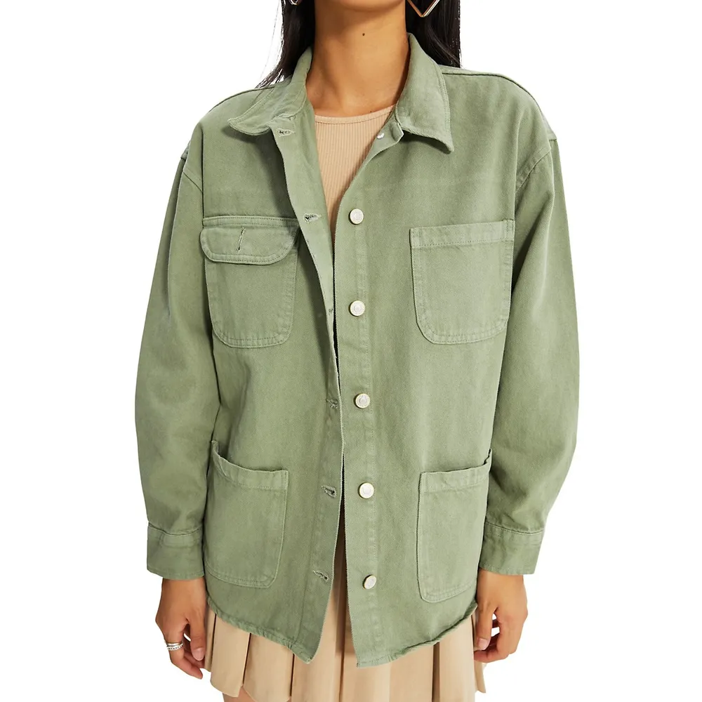 Women Regular Fit Basic Polo Neck Woven Jacket
