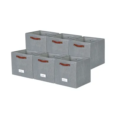 13” Cube Storage Bins Collapsible Basket | Textured Fabric Closet Organizers