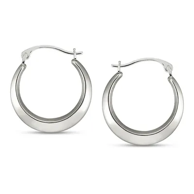 10kt White Gold Round Click Hoop Earring