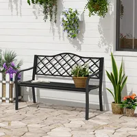 2-seater Steel Garden Bench Outdoor Loveseat, Black