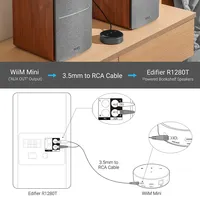 R1280t Powered Bookshelf Speakers With Wiim Mini Wi-fi Audio Streamer
