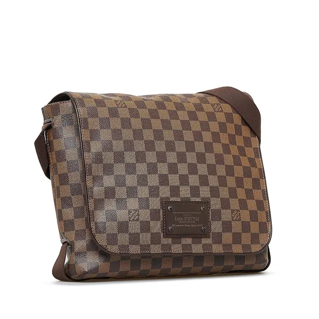 Louis+Vuitton+Brooklyn+Messenger+Bag+MM+Brown+Canvas+Damier+Ebene