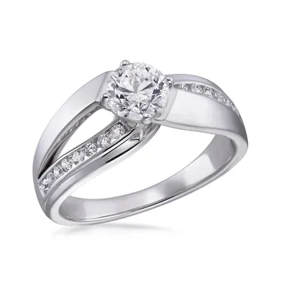 Canadian Dreams 14k White Gold .80ctw Center Solitaire With .20ctw Shoulder Diamonds Solitaire Ring