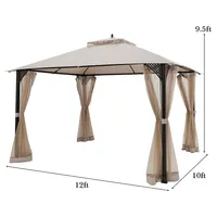 12' X 10' Outdoor Patio Gazebo Canopy Shelter Double Top Sidewalls Netting