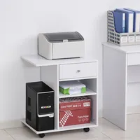 Printer Stand Desk Side File Cabinet, Rolling Cart, White