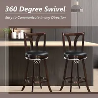 Set Of Swivel Bar Stools 29.5" Bar Height Chairs With Rubber Wood Legs