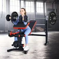 Goplus Multi-function Adjustable Olympic Weight Bench W/preacher Curl Home Gym Training