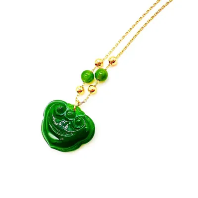 Natural Jade Ruyi Pendant And Necklace