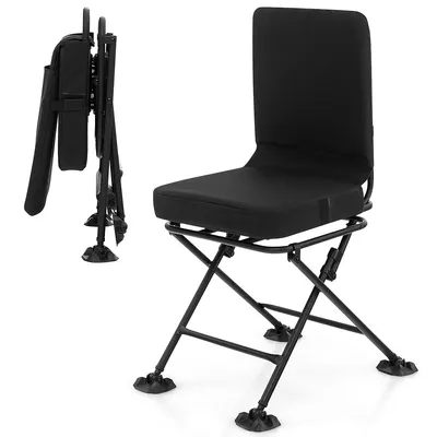 360 Degree Swivel Hunting Chair, Folding Hunter Blind Chair W/all-terrain Feet