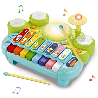 3 In 1 Musical Instruments Electronic Piano Xylophone Drum Set Learning Toys