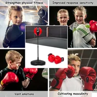Kids Punching Bag Toy Set Adjustable Stand Boxing Glove Speed Ball W/ Pump New