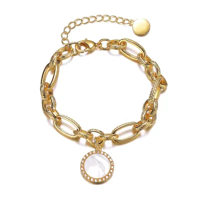 Teens 14k Yellow Gold Plated Cubic Zirconia Chain Bracelet