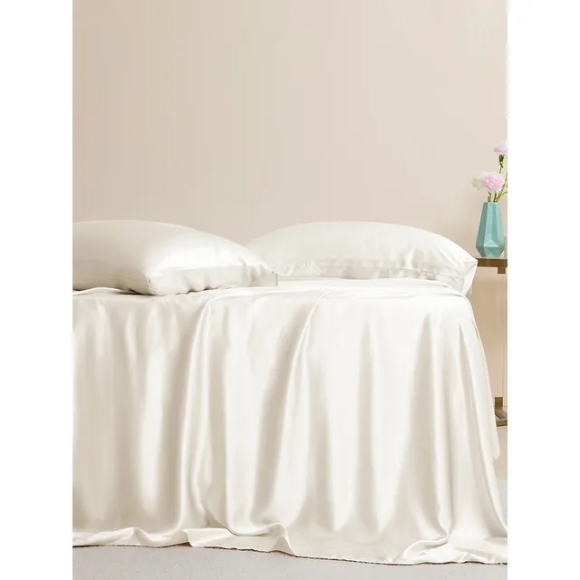 Navy Pure Mulberry Silk Seamless Flat Sheet, Fitted Sheet and Duvet Full,  Queen, King, California King & Set 22 Momme Float Collection 