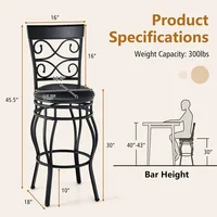 Set Of 2/4 Vintage Swivel Bar Stools 30" Bistro Upholstered Dining Chairs Black