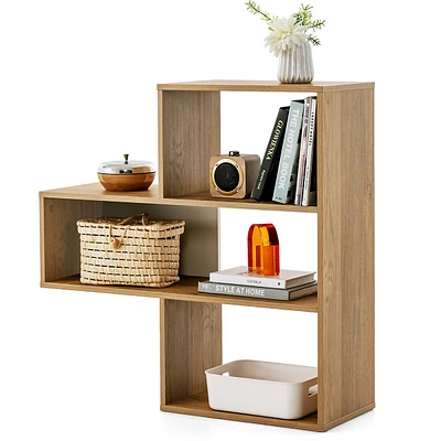 3-shelf Concave/convex Bookshelf Room Organizer With Anti-toppling Device Freestanding