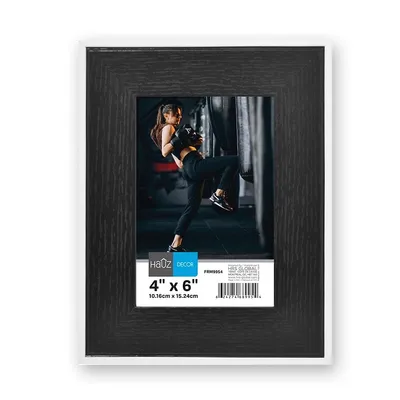 4x6 Picture Frame Black Wood Look With White Border