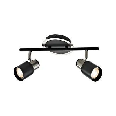 2-head Track Light, 14.6'' Width, From The Harbour Collection, Brushed Nickel And Black
