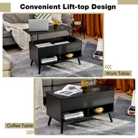 31.5" Lift Top Coffeetable Moderntable W/ Hidden Compartment&wood Legs For Home