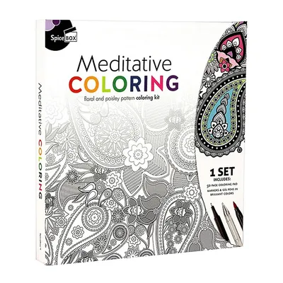 Meditative Coloring - Floral & Paisley Pattern Coloring Kit