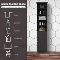 72" Bathroom Tall Floor Storage Cabinet Freestand Shelving Display Brown
