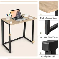 Folding Computer Desk No Assembly Study Writing Table For Small Spaces Walnut/black/brown/white