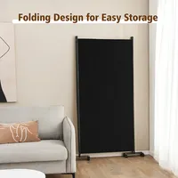 3-panel Folding Room Divider 6ft Rolling Privacy Screen Withlockable Wheels Black/brown/grey/white