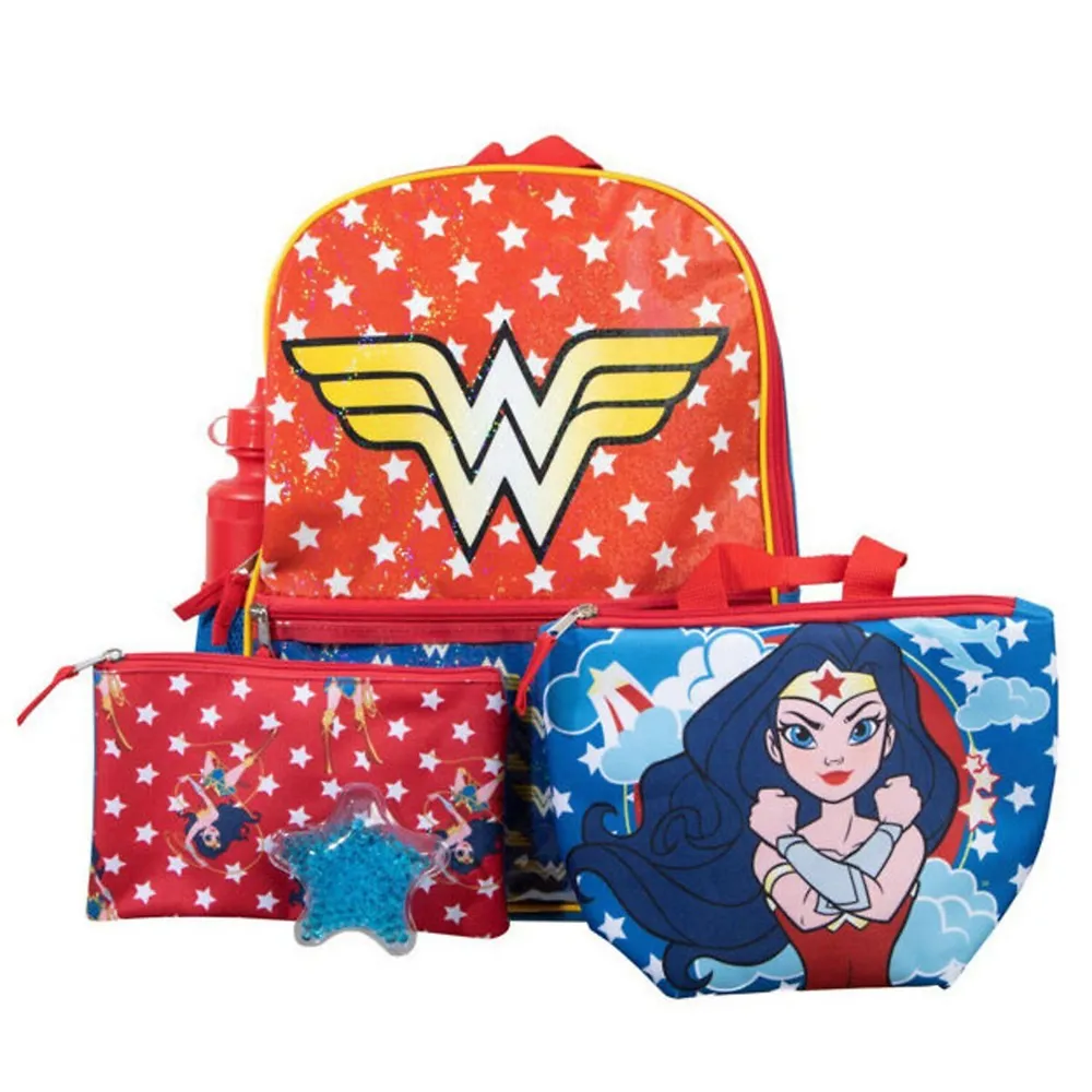 Bioworld Dc Comics Wonder Woman 16 5 Piece Kids School Backpack