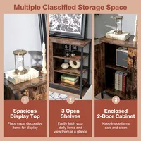 2-door Industrial Kitchen Storage Cabinet Buffet Sideboard Open Shelves