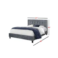 Modern Trends Grey Velvet Glare Contemporary Double Size Platform Bed (no Box Spring Required)