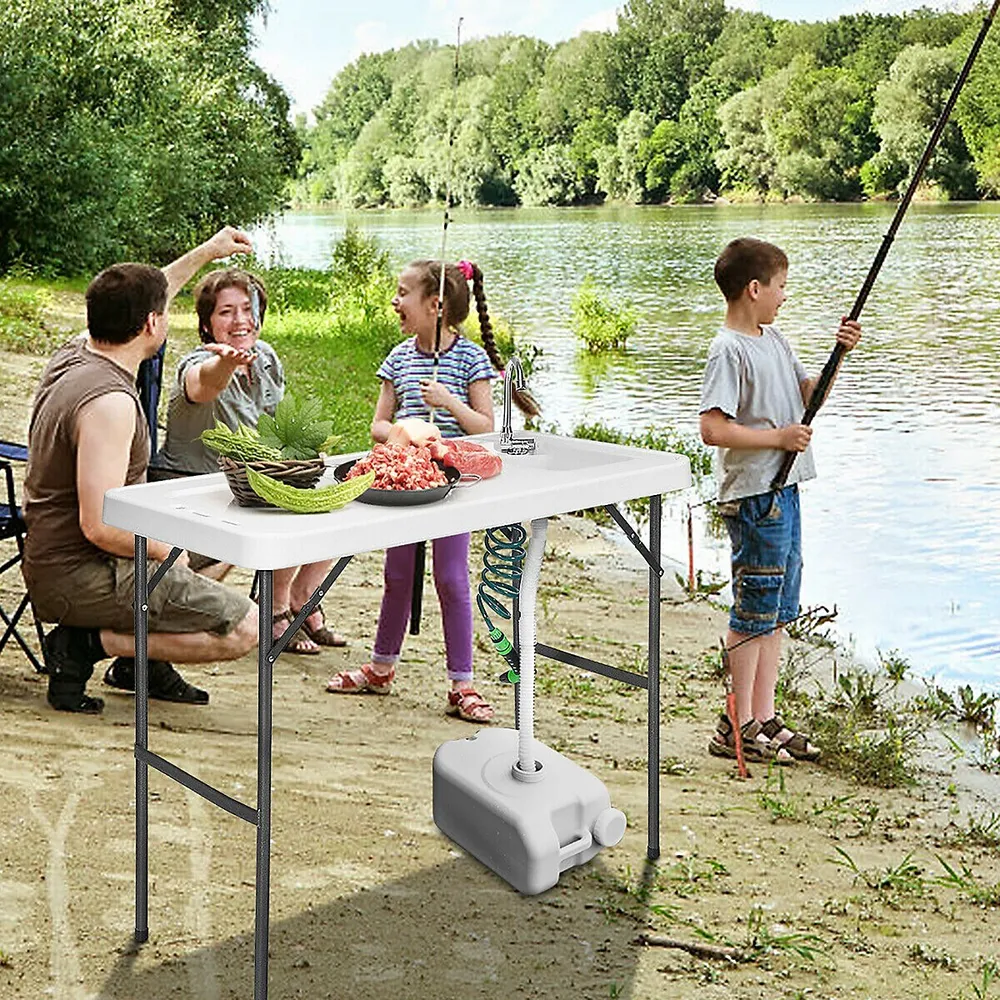 Costway Folding Fish Cleaning Table Portable Camping Table with