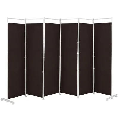 6-panel Room Divider Folding Privacy Screen W/steel Frame Decoration