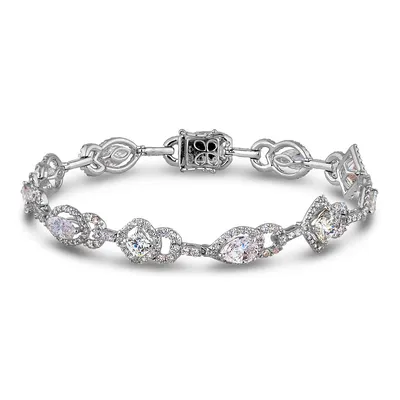14k White Gold 8.09 Cttw Gia And Cgl Certified Diamond Halo Style Bracelet