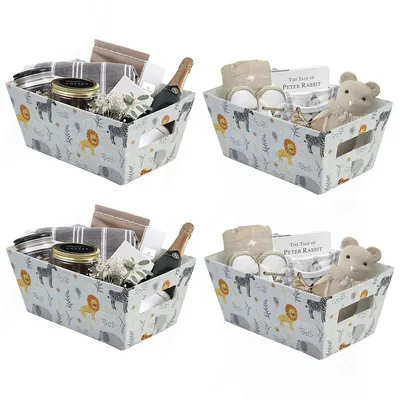 Nestable Storage Bin W/ Cut-out Handles Patterned Small Baskets