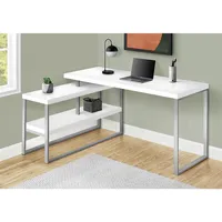 Computer Desk 60"l White Silver Metal Left / Right Corner