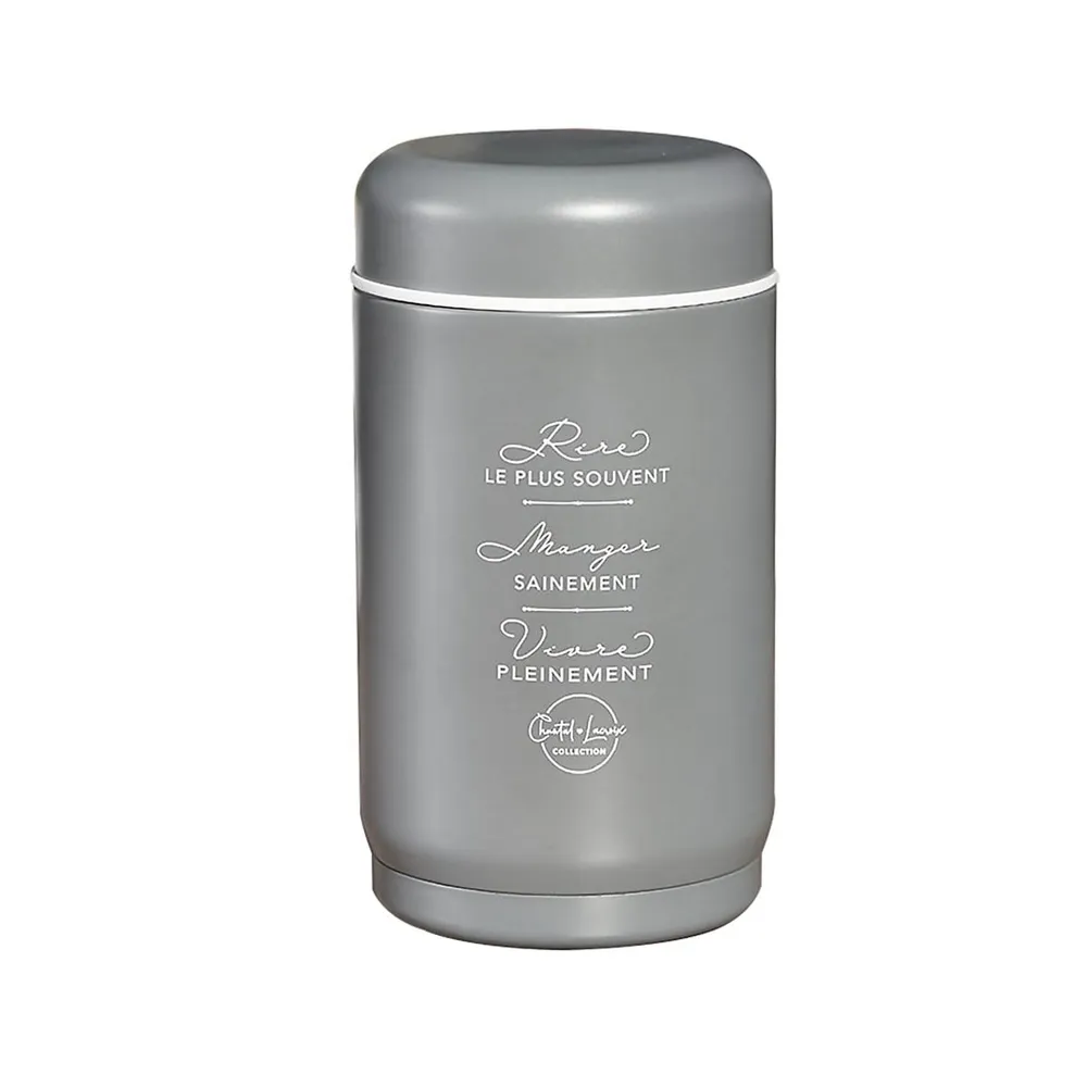 “rire-manger-vivre” Stainless Steel Thermos, 18oz Capacity