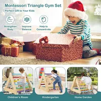 4 In 1 Wooden Climbing Triangle Set Triangle Climber W/ Ramp
