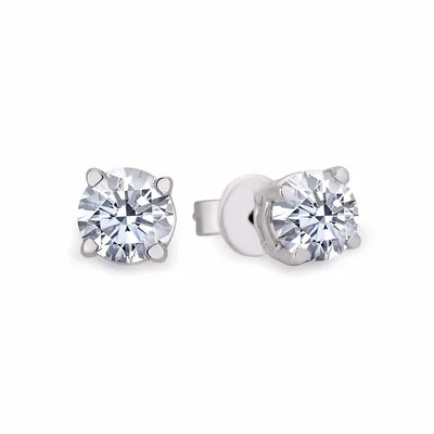 14k White Gold 1.44 Cttw Round Brilliant Cut Canadian Certified Diamond Solitaire Stud Earrings