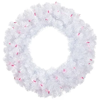Pre-lit Woodbury White Pine Artificial Christmas Wreath, 24-inch