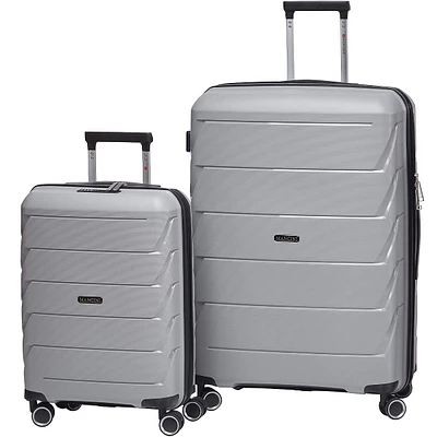 Melbourne Collection Expandable Polypropylene Spinner Luggage 2pc Set (20”+28”)