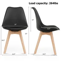 Set Of 4 Dining Chair Mid Century Modern Shell Pu Seat W/ Wood-leg