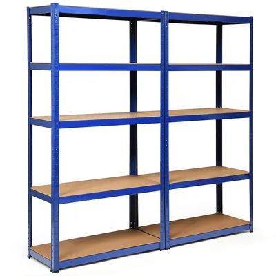 2pcs 72"heavy Duty Steel 5 Level Garage Shelf Storage Adjustable Shelves
